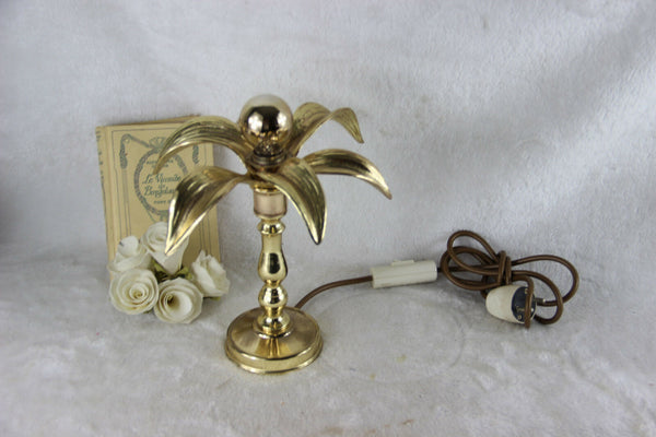 Vintage Mid century 70s Brass Flower Table lamp Retro MASSIVE