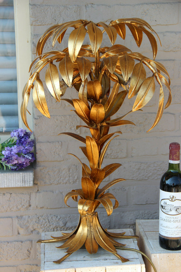 Hollywood regency HANS KOGL Palm tree table lamp metal gold gilt 1960