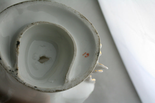 Rare french antique old paris porcelain cornet vase with madonna holy water font