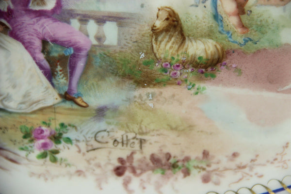 PAIR large antique French SEvres porcelain putti romantic victorian plates