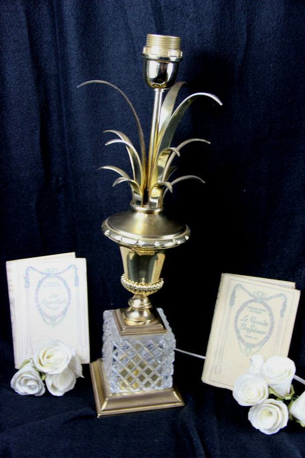 Mid century Pineapple brass leaves table desk lamp attr. maison jansen 60's