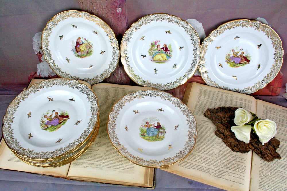 11x French Porcelain dinnerware set Limoges Plates dinner marked
