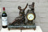 Antique French spelter Bronze group lady putti with grapes clock marble base