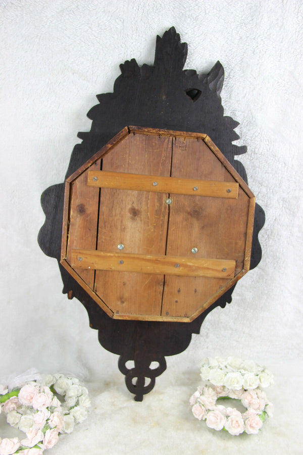 Large Antique Black Forest Wood carved Birds wall clock