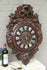 XL Top antique BLACK FOREST wood carved Wall clock Floral decor