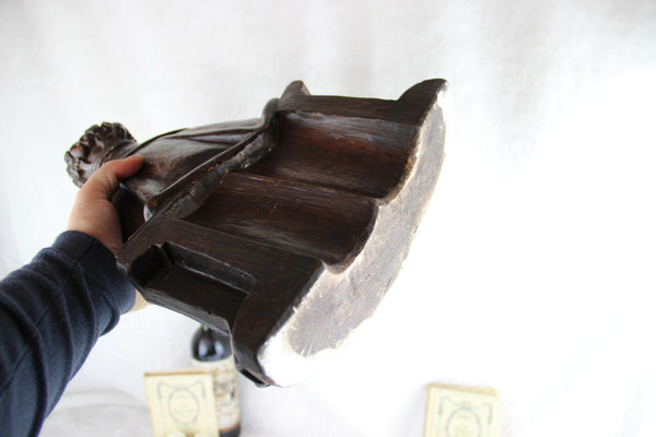 Large French antique Chalkware madonna with child religious statue