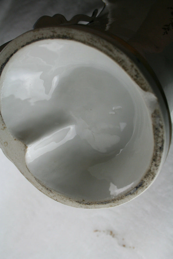 PAIR 19thC old Bayeux Paris porcelain floral hand paint decor French Vases