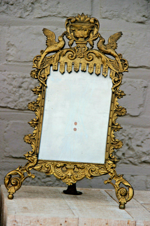 Antique French PAIR empire Birds Bronze brass Picture Frames photo