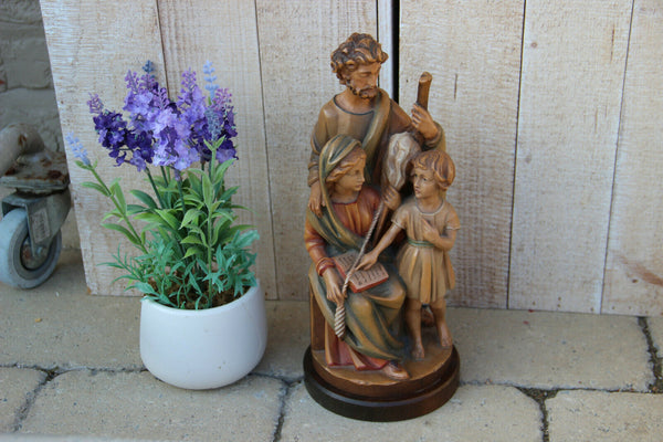 Italian wood carved polychrome paint holy family group statue mary joseph jesus