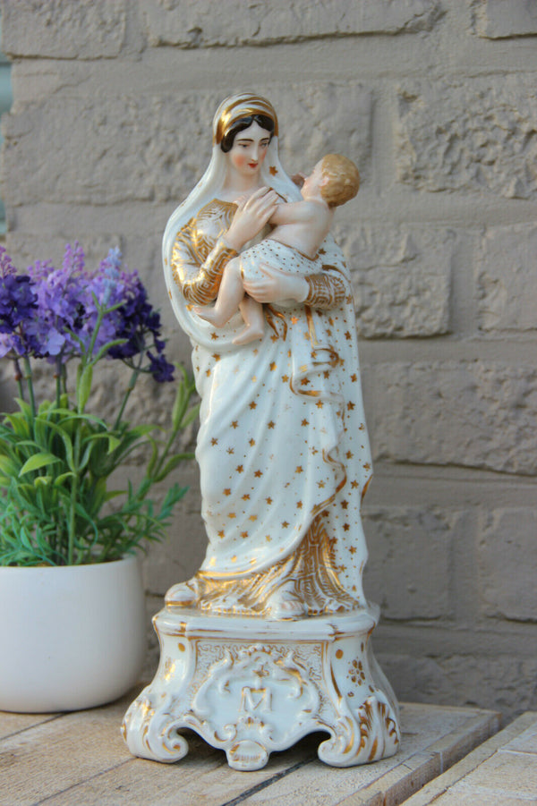 LARGE Antique vieux paris porcelain Madonna religious figurine