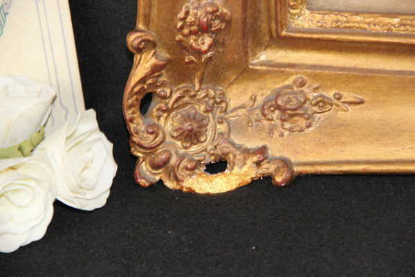 Antique very old 1847 signed needlework painting framed french school friendship