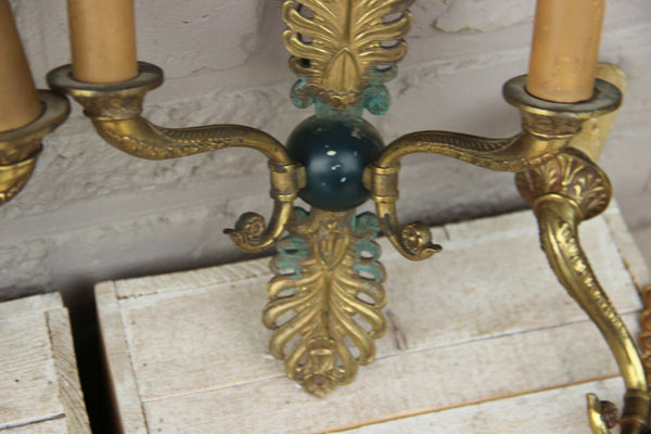 Set Antique 4 Empire bronze wall lights sconces
