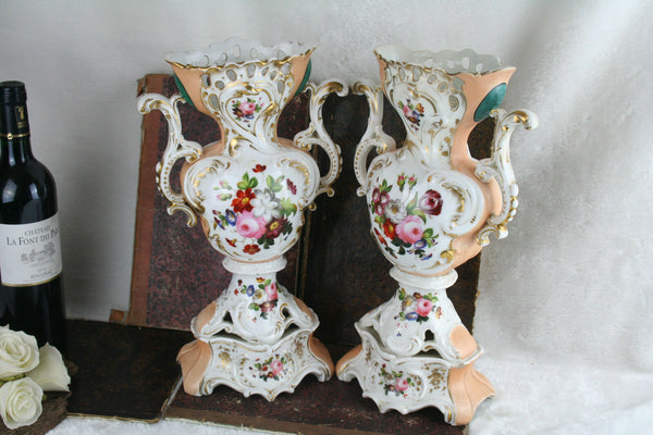 PAIR Exclusive old paris porcelain gout de petit floral decor 19thc French