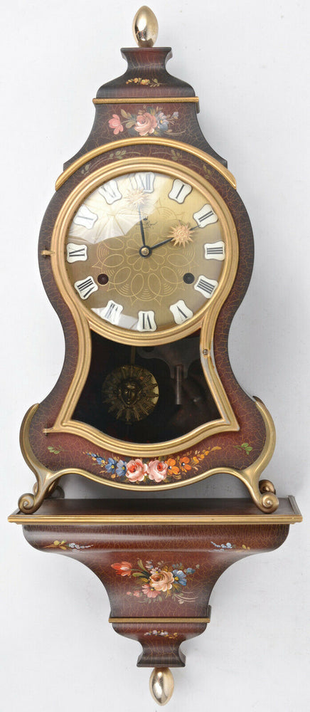 Swiss palais royal neuchatel Wall clock floral hand paint shelf console