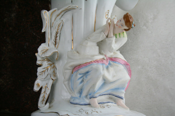 PAIR rare XL late 19th century old paris porcelain Vases ladies marked s&s