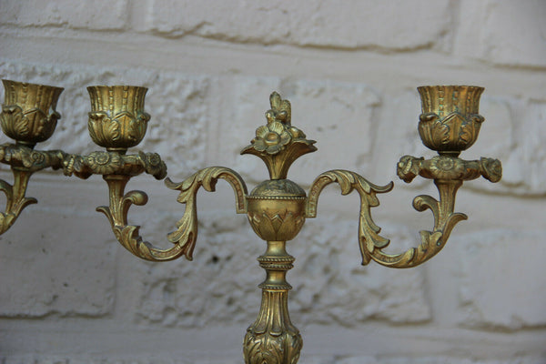 PAIR antique bronze candlesticks candle holders