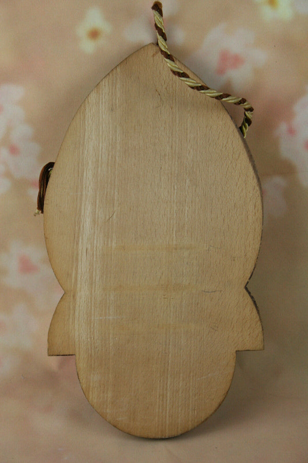 Flemish Belgian Holy water font vessel benitier wood metal glass christ