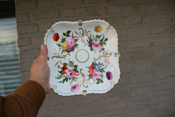 Antique French vieux paris porcelain Centerpiece plate floral decor