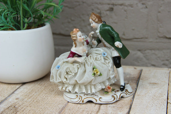 Capodimonte porcelain lace group figurine romantic marked