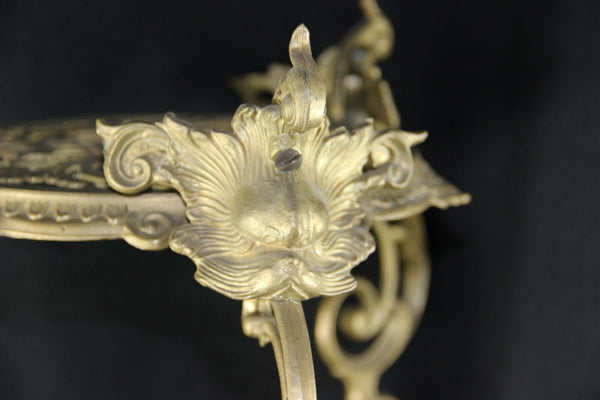 French Vintage 1960 Pedestal plant stand table mythological figurine lion paws