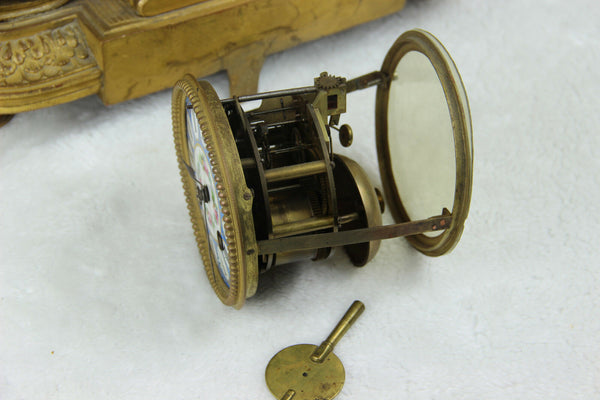 Antique XL 19thc Napoleon III sevres porcelain plaques putti marquise Clock rare