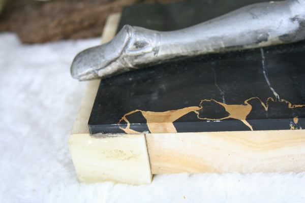 Art deco French spelter Group Lady dogs whippets marble base statue sculpture