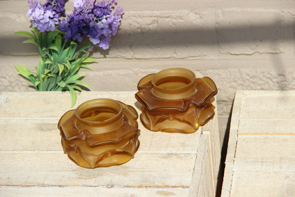 PAIR antique french amber glass paste Shades tulip for sconces chandelier