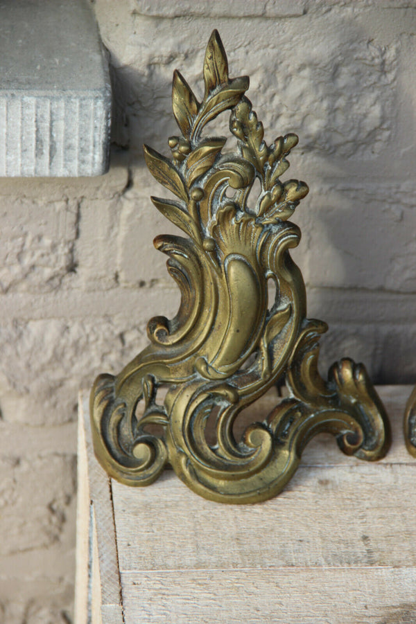 Antique French Bronze fireplace andirons firedogs louis XVI design