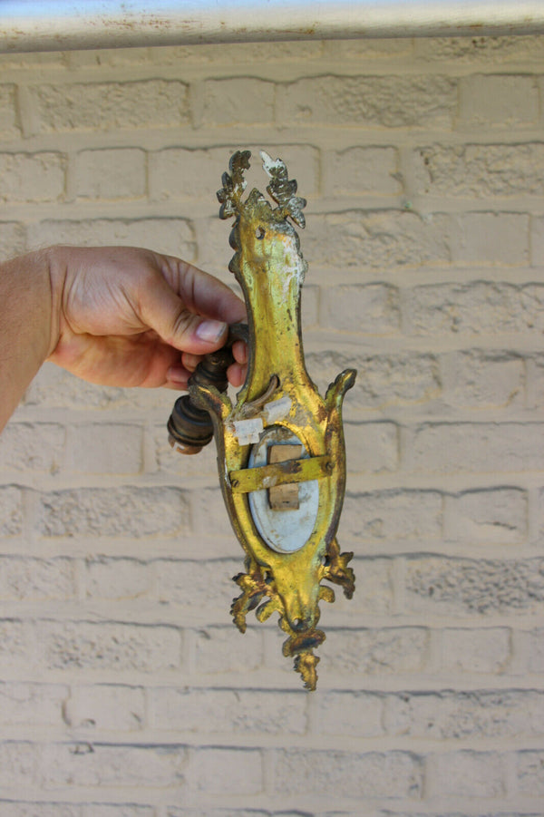 PAIR antique french bronze wegdwood porcelain plaque sconces wall lights