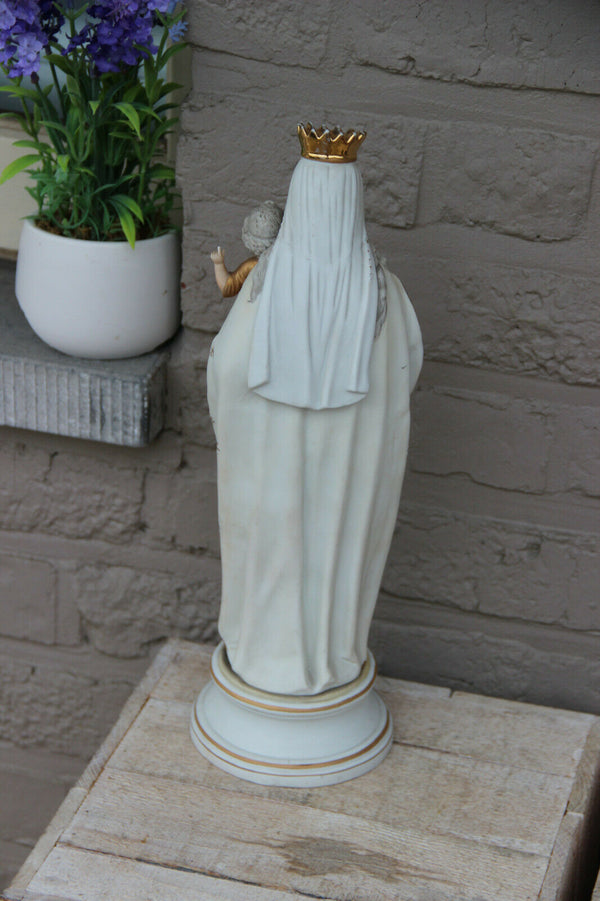 Antique French bisque porcelain Madonna child jesus figurine statue religious