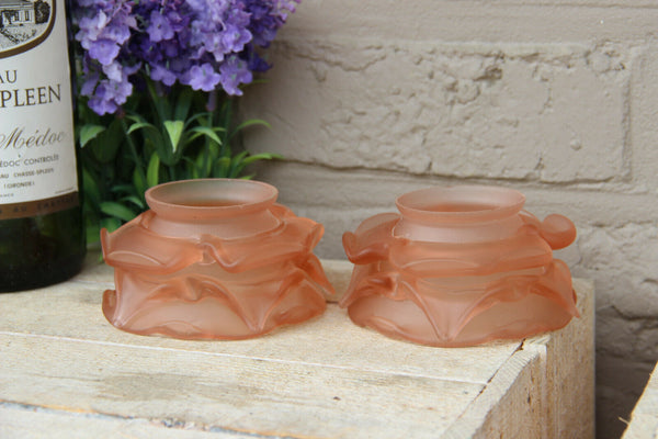 PAIR antique rare pink glass tulip shades replacement 2.25