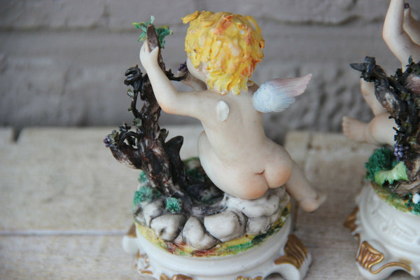 Italian set 4 capodimonte marked season cherub angel figurines