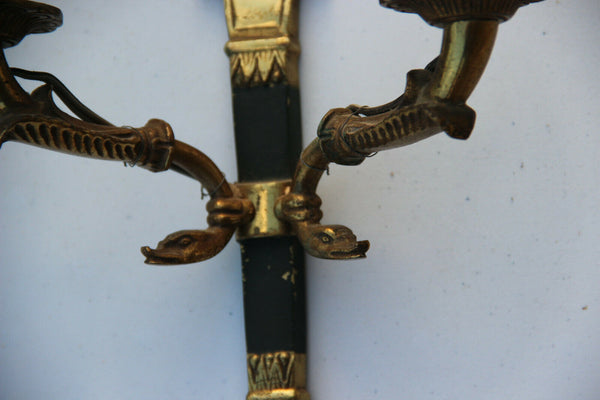 Set of 3 French antique empire Swan Flame Wall lights sconces