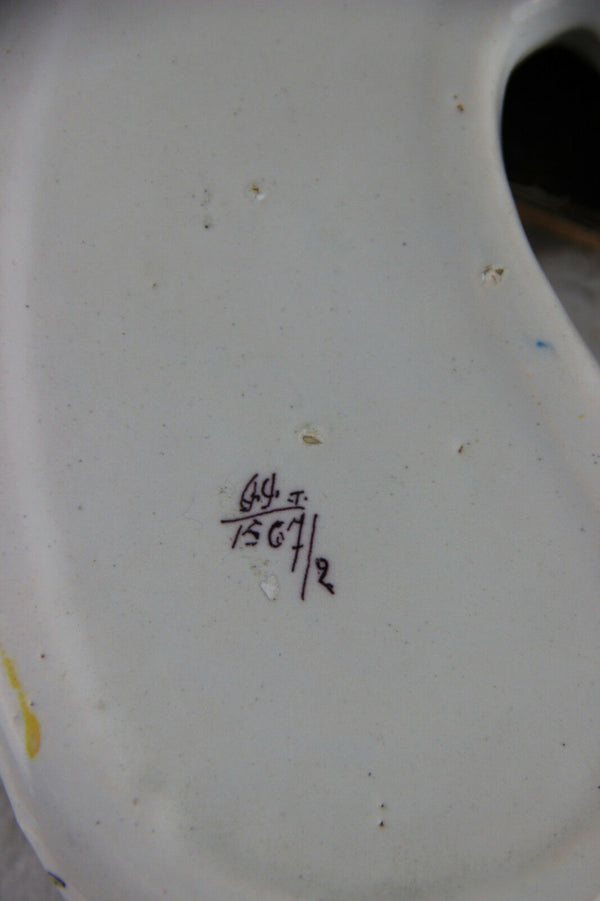 Gorgeous French QUIMPER faience pottery Bagpipe Wall Vase 1920 marked