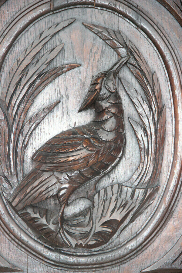 PAIR black forest hunting cabinet wood carved door panels furniture door