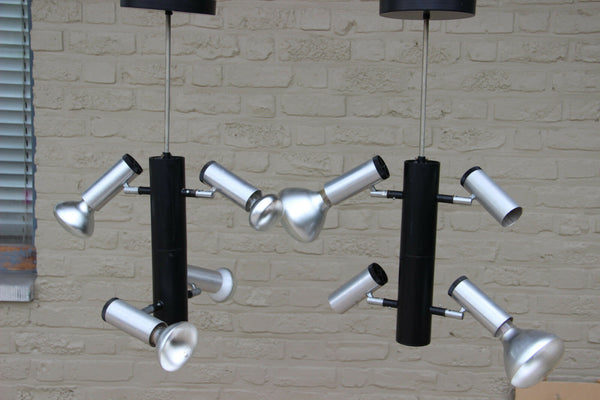 PAIR holland Philips Retro vintage 1970's industrial flexible 4 arms chandeliers