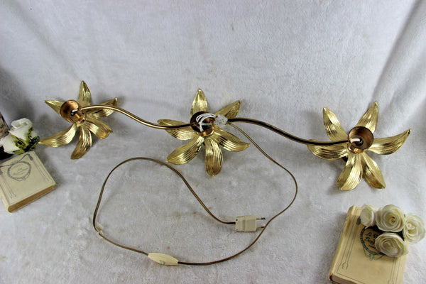 Mid century Brass flower wall Ceiling lamp sconce by massive 1970 Willy Daro