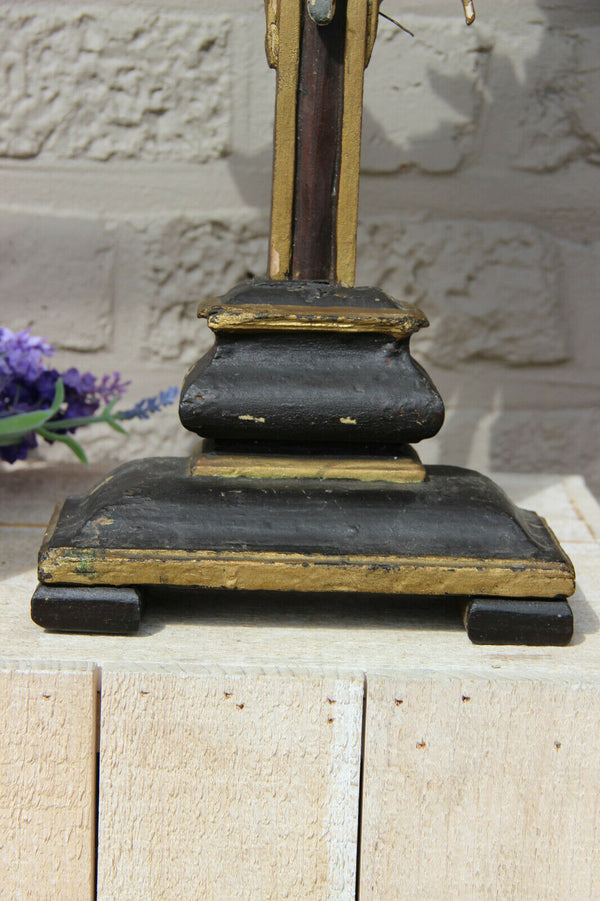 Rare Large Antique 1800s French wood carved religious crucifix Cross