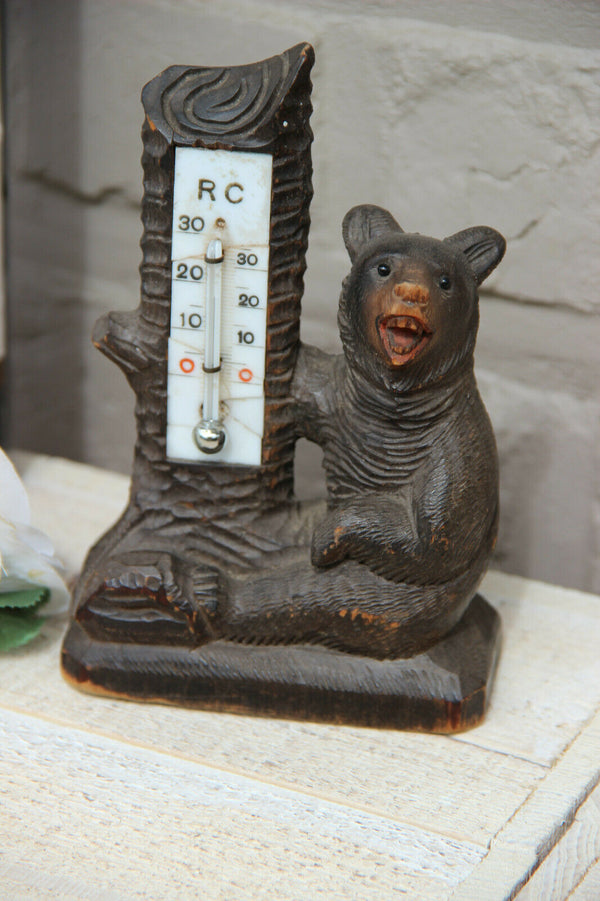Antique hand Black forest wood carved swiss bear statue