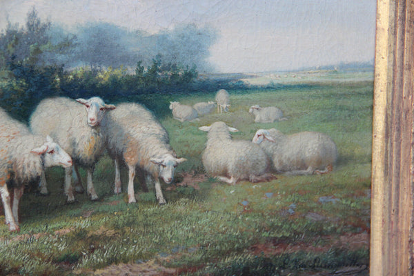 Jef Louis Van Leemputten Belgian, 1865-1948 oil canvas antique painting sheep