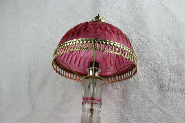 Bohemian Crystal glass Cut Table desk lamp 1950