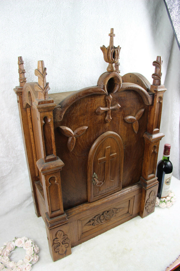 Religious Antique Church tabernacle Wood carved neo gothic rare
