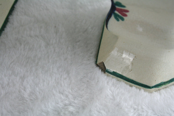 Antique Vases French Set 5 polychrome pottery QUIMPER Vases