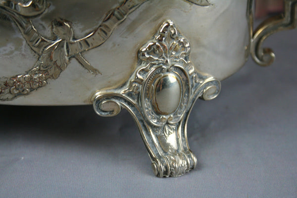 ART nouveau German WISKEMANN signed silver plated Jardiniere planter