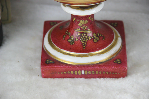 PAIR french empire medici Vases Urns floral decor lion satyr handles 1920