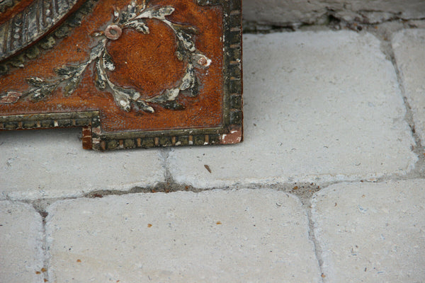 XL Antique French Religious crucifix cross frame wood plaster
