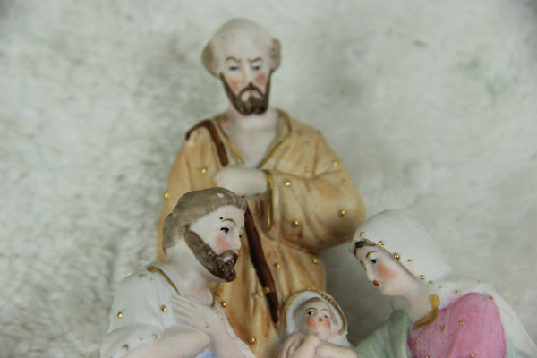 Antique German porcelain nativity holy family Jesus religious statue group