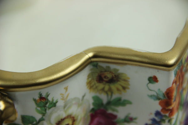 XL Antique belgian BOCH KEralux porcelain Bonbonniere box snake lion paws