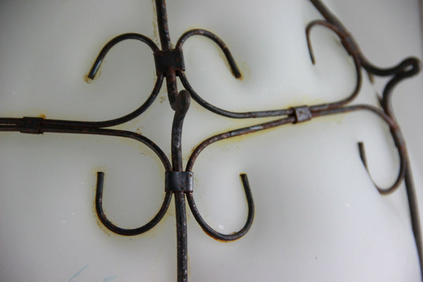 Gorgeous ITALIAN SEGUSO hand blown glass Caged Lantern lamp chandelier 70's