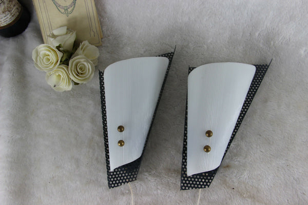PAIR Vintage Metal perforated attr. MATEGOT Wall lights sconces